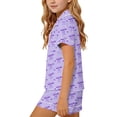 thumbnail image 6 of ITSAME Girls Outfit Sets, Bow Print Lapel Button Up Tops and Shorts Fashion Lougewear 2-Piece Purple Size 3-4, 6 of 7
