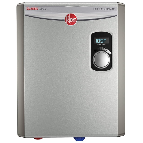 Calentador de agua eléctrico sin tanque Rheem 18kW 240V gris