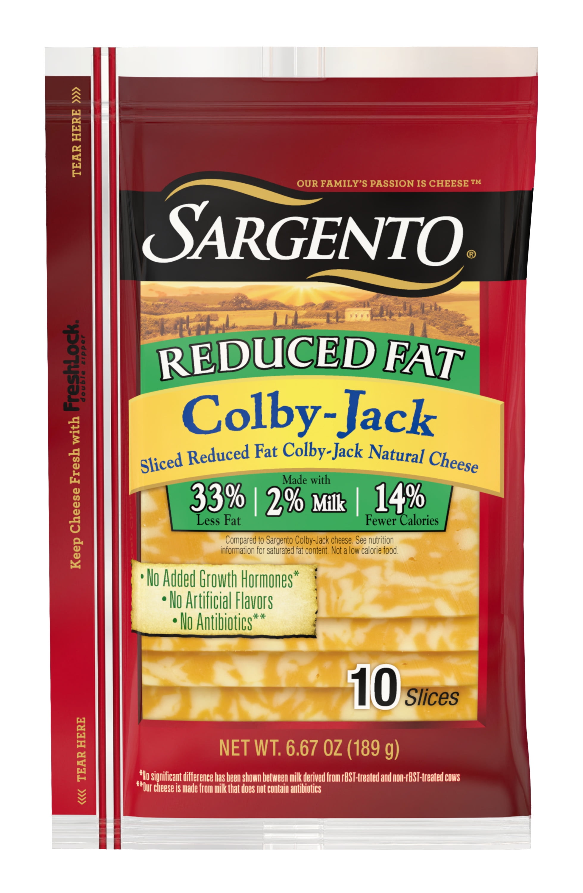 Sargento® Sliced Reduced Fat ColbyJack Natural Cheese, 10 Slices