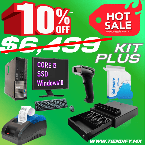 Kit Punto DE Venta Abarrotes Farmacia Papeleria Restaurante PLUS Core i3 SSD Tiendify