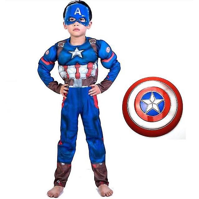 Avenger Boy Superhero Kids Muscle Capitán América Disfraz Niño Cosplay Superhéroe Disfraces de Halloween