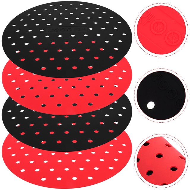 Raindrops 4Pcs Reusable Silicone Mat for Air Fryer Nonstick and Heat Resistant 8 Inch