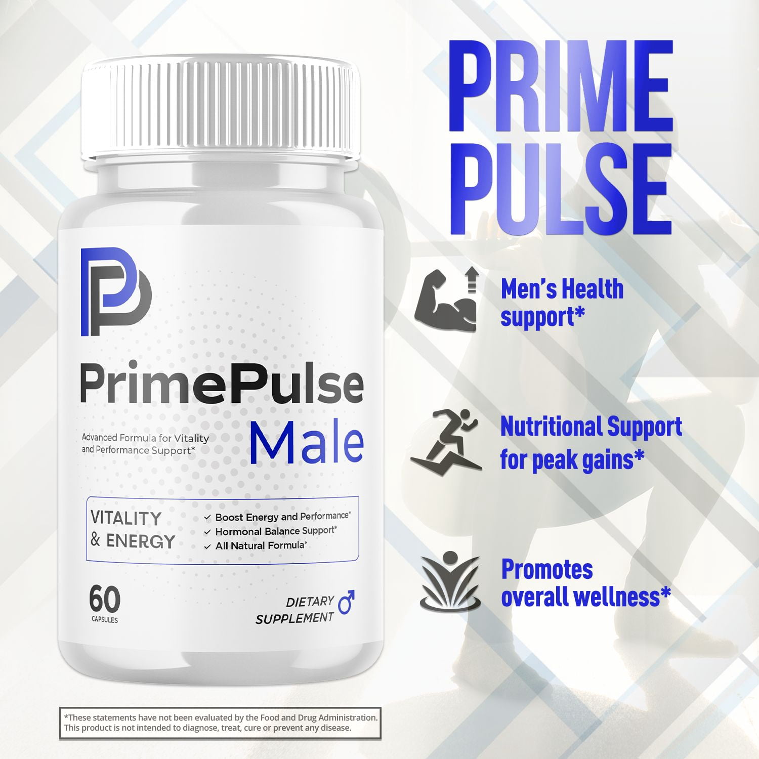 Prime Pulse Advanced Formula Pills All Natural Vitamin Supplement PrimePulse 60 Capsules