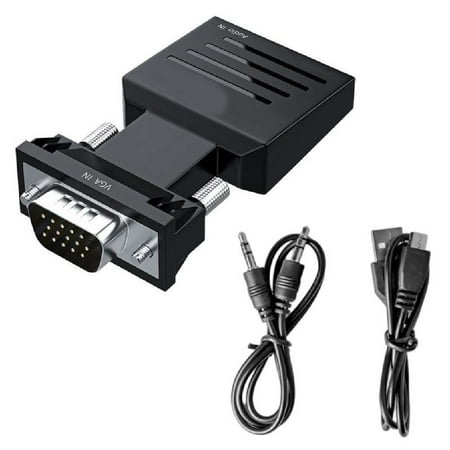 1080P Female HDTV to VGA Male Converters Adapter Dongle with 3.5mm Cable