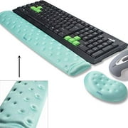 BRILA Memory Foam Mouse & Keyboard Wrist Rest Support Pad Cushion Set for Computer, Laptop, Office Work, PC Gaming - Massage Holes Design - Easy Typing Wrist Pain Relief (Aquamarine Bundle)