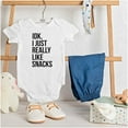 thumbnail image 3 of IDK I Just Really Like Snacks Funny Romper Boys or Girls Infant Baby Brisco Brands 6M, 3 of 7