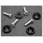 

Hammond Manufacturing 1421A Hardware - (4) 10-32 x .625 slotted & phillips combination oval head screws and (4) black plastic cup washers