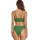 thumbnail image 4 of Traje de baño de 2 piezas para mujer, conjunto de bikini de cintura alta con nudo retorcido transpirable de moda para nadar en la playa, verde S, 4 of 6