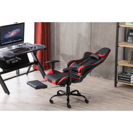 Ktaxon Gaming Chair High Back Racing Style Ergonomic PC Computer Chair with Headrest and Lumbar Support,Arm Rest,Black &