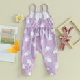 thumbnail image 3 of Bagilaanoe Toddler Baby Girl Easter Jumpsuit Sleeveless Floral Print Romper Overalls 6M 12M 18M 24M 3T Kids Long Pants Summer Clothes, 3 of 6