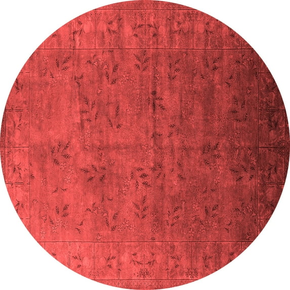 Ahgly Company Indoor Round Oriental Red Industrial Area Rugs, 4' Round