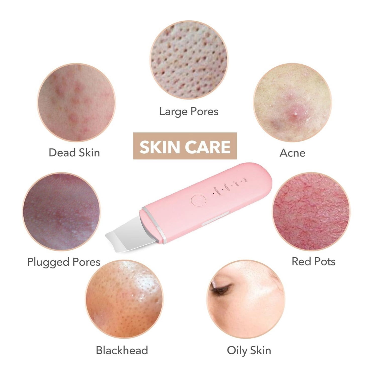 Skin Scrubber Face Skin Spatula Facial Scrubber Spatula for Deep Cleansing Blackhead Remover Pore Cleaner with 4 Modes (White)