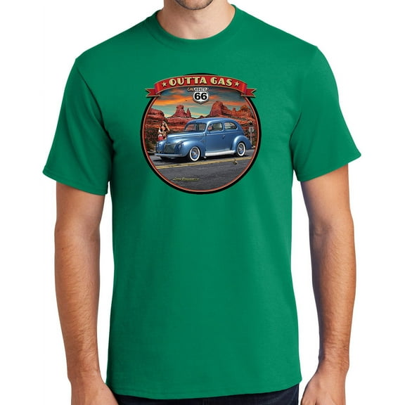 Buy Cool Shirts Outta Gas on Rt Route 66 Cotton T-shirt, 3XL Kelly Green