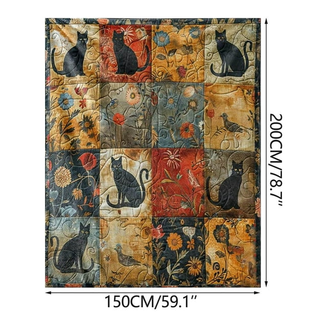 Black Cat Blanket Patterns Flower and Cats Flannel Blacks Blanket