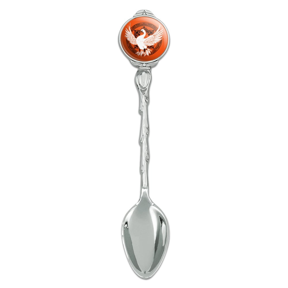 Circular Tea Spoon Swan on Fancy Floral Circle Novelty Collectible Demitasse Tea Coffee ...