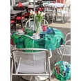 thumbnail image 5 of Outdoor Tablecloth with Umbrella Hole for Patio/Picnic/Party/Camping, Abstract Green Waterproof Table Cloth Round Cover Washable, Painting Buildings Geometric Color Block (Dia 60"), 5 of 8