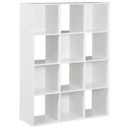 SuperDeal 12 Cube Storage Organizer Wooden Bookshelf Display W/Removable Back Panels White