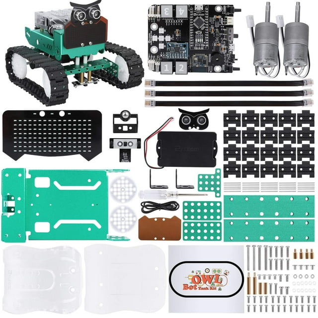ELEGOO Kit de Voiture Robotique Intelligente Owl V2.0 pour Arduino Robotique pour Enfants de 8 à 12 Ans Kits de Science STEM Robots de Codage Jouets pour Garçons Filles Adolescents de 8+ Ans Circuits Moteur