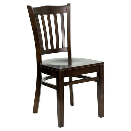 Wooden Vertical Back Chair - Flash Furniture HERCULES Series Walnut Finished Vertical Slat Back Wooden Restaurant Chair