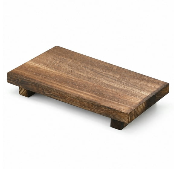 BlinkL 9x6 Inch Brown Wood Riser Tray Rustic Soap Stand Bathroom Kitchen Decor