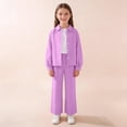 thumbnail image 7 of CYRBOKO Girls Outfit Sets, Casual Two-piece Long Sleeve Elastic Waist Shirts and Pants Purple Size 7-8 T, 7 of 7
