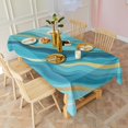 thumbnail image 3 of Blue Marble Gold Line Pattern Rectangle Tablecloth 60"x120",Waterproof Polyester Rectangle Table Cloth, Wipeable Spillproof Polyester Tablecloth for Dining, Camping, Indoor and Outdoor, 3 of 6