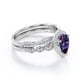 thumbnail image 4 of JeenMata Anillo de Compromiso Vintage de 1,5 Quilates con Piedra Natal de Junio en Corte de Pera y Moissanita: Conjunto Nupcial con Halo Pavé en Oro Blanco de 18 K sobre Plata, 4 of 6
