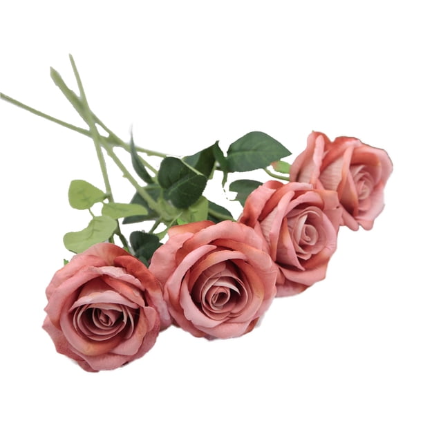 Flores Artificiales Yuarrent 10 Piezas Rosa Seda Otoño