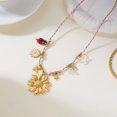 thumbnail image 5 of PISONIC Women Boho Braided Rope Choker Necklace, Large Gold‑Tone Daisy Pendant Necklace with Ladybug, Butterfly & Floral Charms, Cute Summer Statement Neck Jewelry for Ladies, 5 of 6