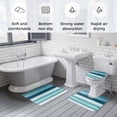 thumbnail image 6 of Blue White Bathroom Rugs Set Gradient Stripe Abstract Lines Texture Modern Non Slip Absorbent Soft Bath Mats 3 Piece Set with Bathroom Rug, U-Shaped Floor Mat, Toilet Seat Cover Small Size, 6 of 9