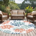 thumbnail image 4 of Coastal Coral Large Round Rug 8 FT, Non Slip Living Room Area Carpet, Orange Green Blue Multicolored Rainbow Washable Soft Circle Rug Non-Shedding Floor Carpet for Bedroom Office Dining Room, 4 of 9