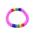 thumbnail image 2 of Rainbow Striped Pattern Guatemalan Czech Glass Seed Beaded One Size Fits All Bangle Bracelet - Womens Fashion Handmade Jewelry Boho Accessories, 2 of 2