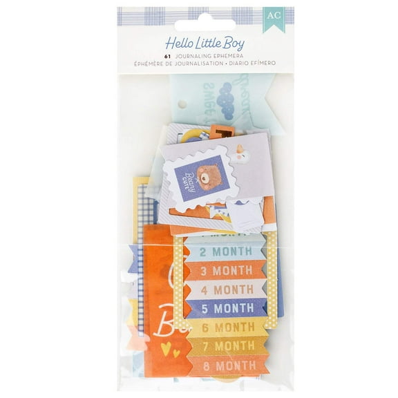 American Crafts Hello Little Boy Ephemera Die-Cuts 61/Pkg-Journaling, Gold Foil