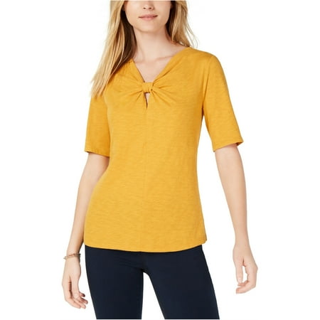 maison Jules Womens Twisted Basic T-Shirt, Yellow, XX-Small