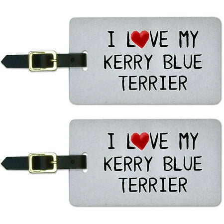 I Love My Kerry Blue Terrier Written on Paper Luggage Suitcase ID Tags, Set of 2