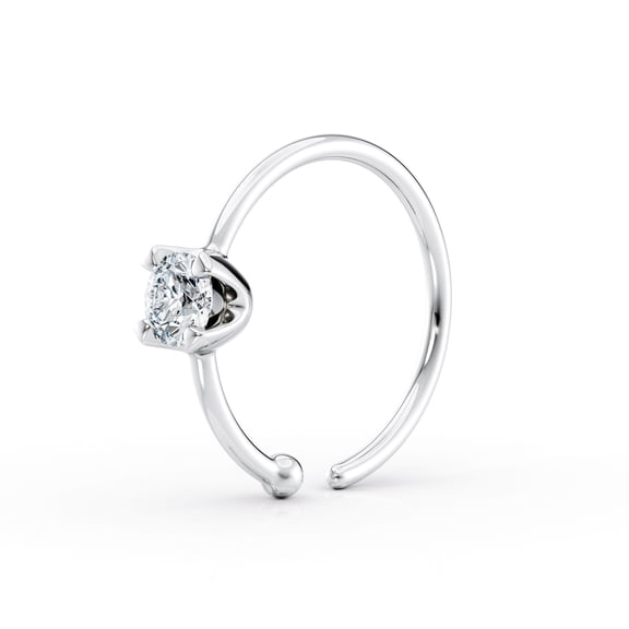 14K White Gold 0.05 Carat Lab Grown Diamond Nose Hoop Ring, 20 Gauge