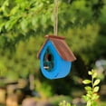 thumbnail image 5 of Lusxy Bird Houses Hand Carved Wood Birdhouses Hanging Bird House Outdoor Garden Patio Garden Decorative Pet Cottage Distressed Wooden Birdhouse for Outside Clearance Garden Country Cottages, 5 of 8