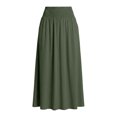 thumbnail image 4 of Arlun Maxi Skirt for Women Solid Color Elastic Smocked High Waisted Flowy 2026 Summer Boho Long Skirts Loose Fit Comfy Breathable Beach Cover up Vacation Bottoms 2-Green XXL, 4 of 4