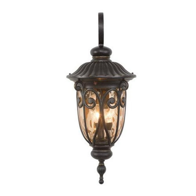 Yosemite 519LDIORB 3 Light Exterior Light, Oil Rubbed Bronze with Gold Stone Glass