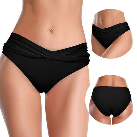 

Women s Cheeky Swimsuit Front Bikini Bottoms Ruched Swim Bottoms Note Please Buy One Or Two Sizes Larger