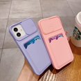 thumbnail image 7 of Wallet Phone Case Compatible with iPhone 12 Mini, Handmade Purse Protective Business Style Hard Case Cover with Slide Camera Lens Protector (Pink, iPhone 12 Mini), 7 of 7