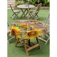 thumbnail image 5 of Outdoor Tablecloth with Umbrella Hole Zipper Sunflowers Farmhouse Round Tablecloth 54" Waterproof Outside Table Cloth Country Botanical Floral Wooden Patio Table Cover Tablecloths for Picnic Party, 5 of 8
