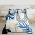 thumbnail image 2 of Homewish Tropical Bontical Monstera Queen Comforter Set,Boho Geometric Lines Bedding Sets,White Blue Bedding Comforter Set For Teens,Luxury Bedroom Decor Reversible,3pcs, 2 of 8