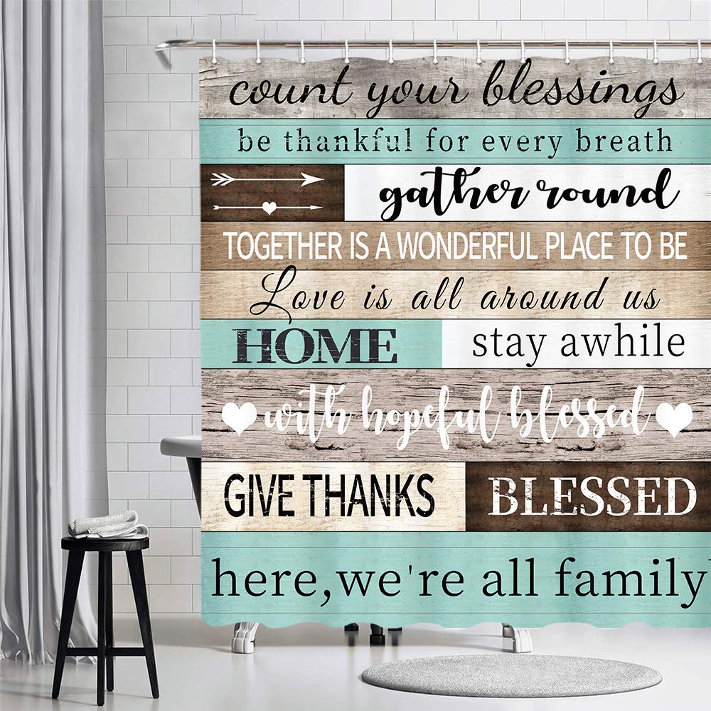 Education Wooden Plank Shower Curtain Set, Inspirational Motivational