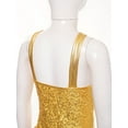 thumbnail image 6 of YONGHS Kids Girls Latin Salsa Tango Dance Dress Sleeveless Sequins Tassel Gymnastics Skirted Leotard Yellow 8, 6 of 7