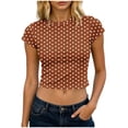 thumbnail image 2 of Byworldtasic Y2k Tees for Women Short Sleeve Polka Dot Shirt Tops Slim Fit Aesthetic Streetwear T Shirt, 2 of 5