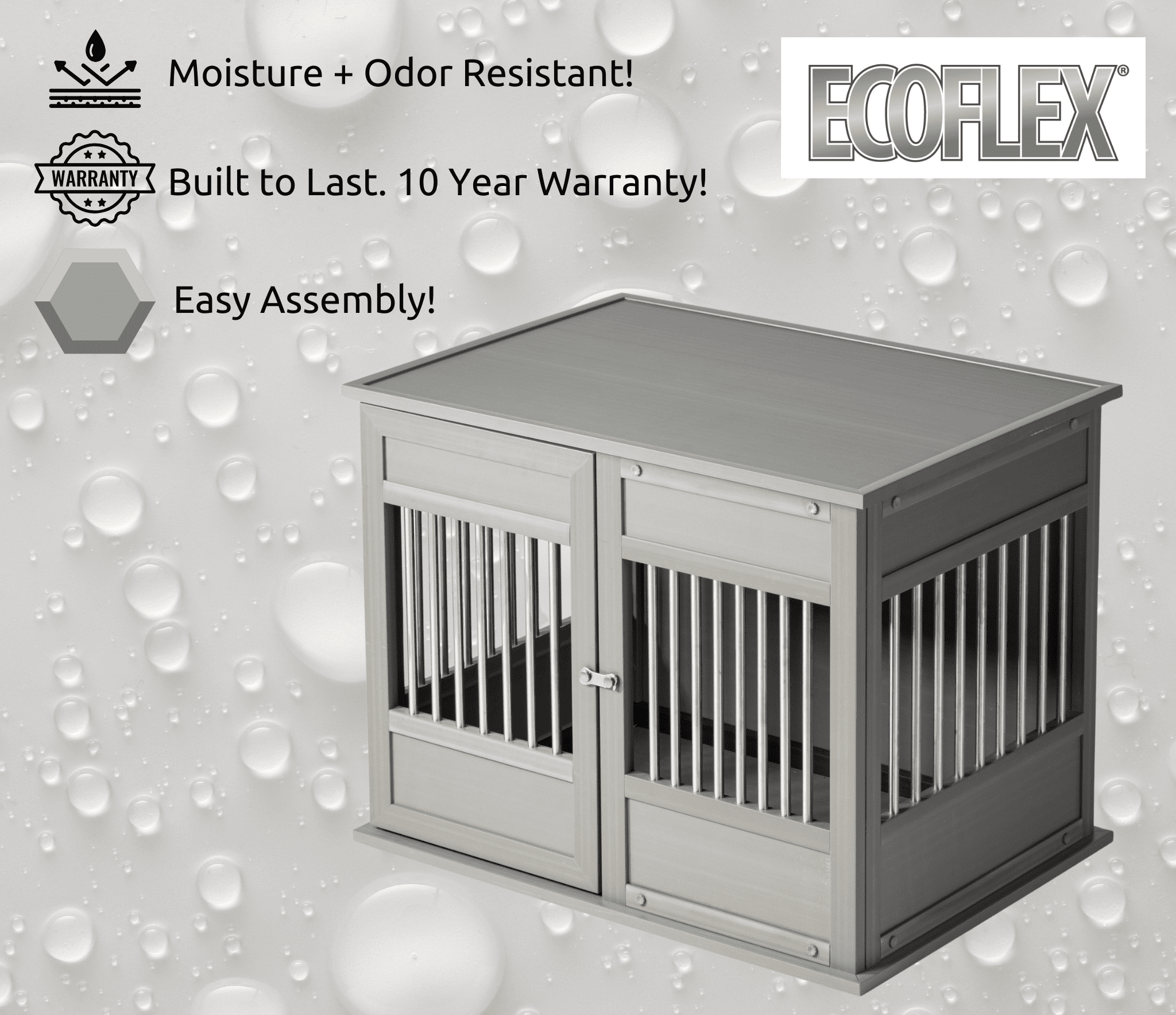 New Age Pet ECOFLEX® Horizon Dog Crate & End Table, Modern Slatted Indoor Dog Kennel