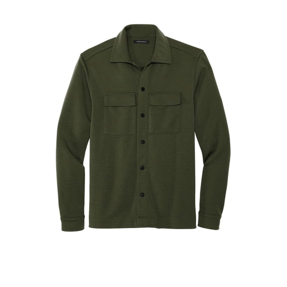 MERCER METTLE Unisex Double-Knit Snap Front Jacket | Button Up Shacket for Men & Women, Collared Overshirt for Casual Wear - Townsend Green 4XL
