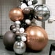thumbnail image 2 of Kit de guirnalda de globos blancos y plateados negros, globos de fiesta Bobo de oro rosa negro con doble relleno para decoraciones de despedida de soltera, bodas y cumpleaños, 2 of 5