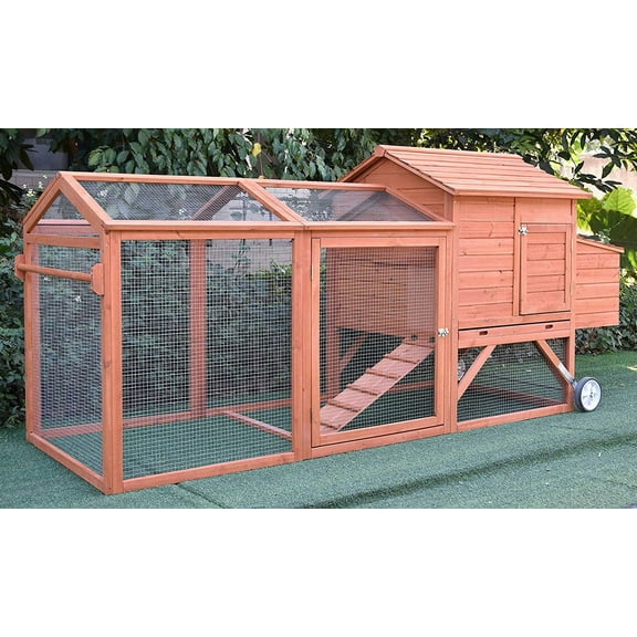 Chicken Coop Backyard Hen House for 4 to 6 Chickens with Nesting Box, 96"(L) x 35"(W) x 44"(H), 96"